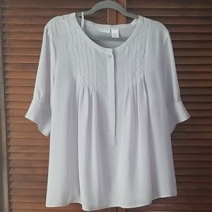 Worthington Light Gray Button Blouse Sz18